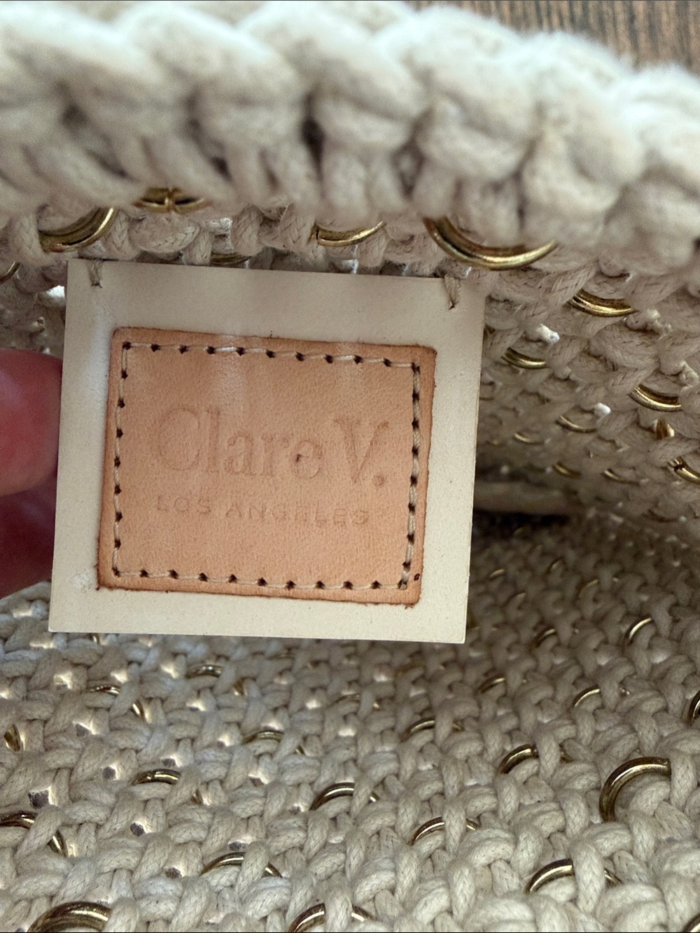 Clare V Cleore Bag in Cotton Cording w/ Gold Rings Snake Chain Crossbody Strap - Picture 8 of 14